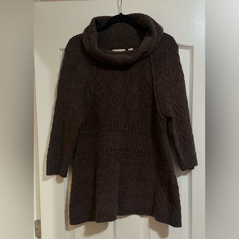 Women’s Anthropologie Sleeping On‎ Snow Brown Heart Wool Blend Sweater Size L.